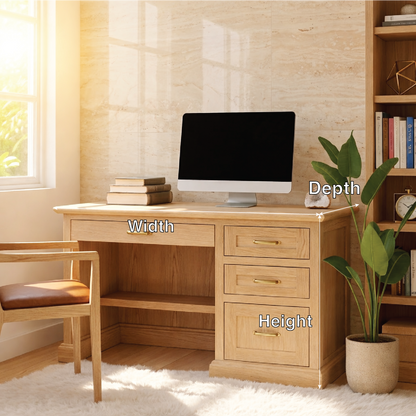 Modern Home Office Desk with Drawers Storage Wooden Style Writing Desk Workspace