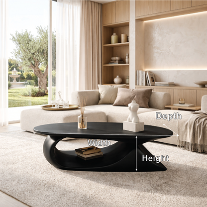Elegant Wooden Coffee Table with Curved Modern Design