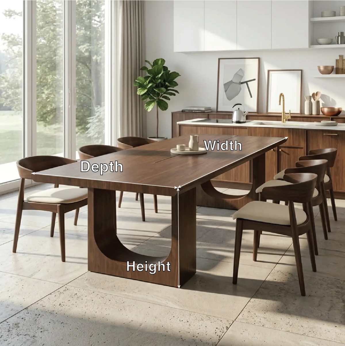 Modern Rectangular Dining Table Sculptural Base Large Kitchen Dining Room Furniture Kitchnce