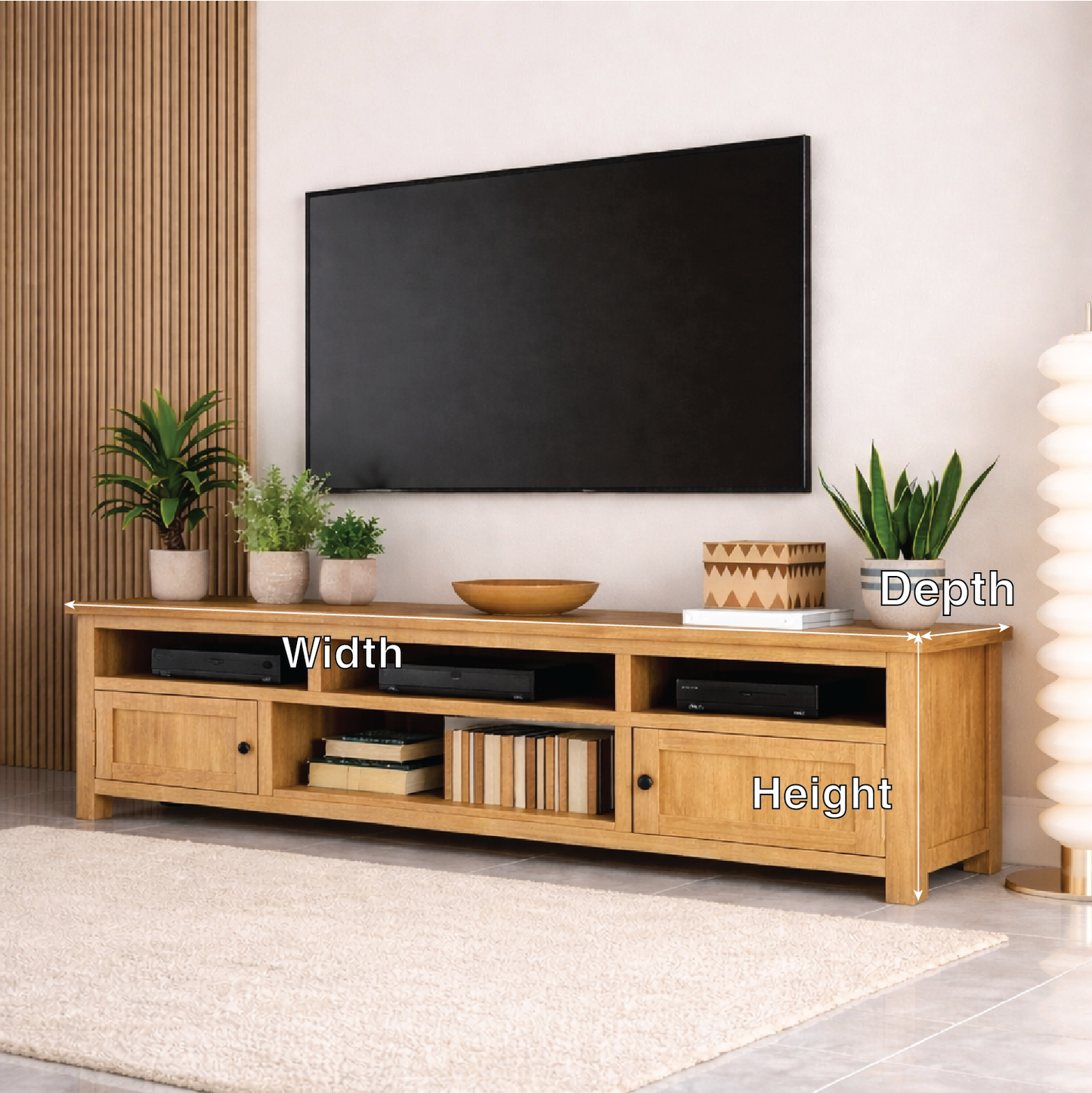 Mid Century Solid Wood TV Stand Long Media Console Entertainment Center Cabinet Kitchnce