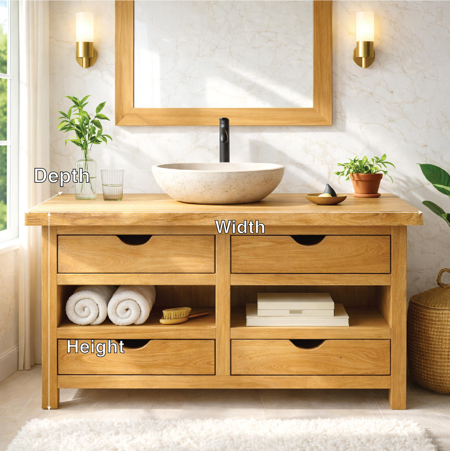 Modern Wooden Bathroom Vanity with Storage – Stylish & Durable Kitchnce