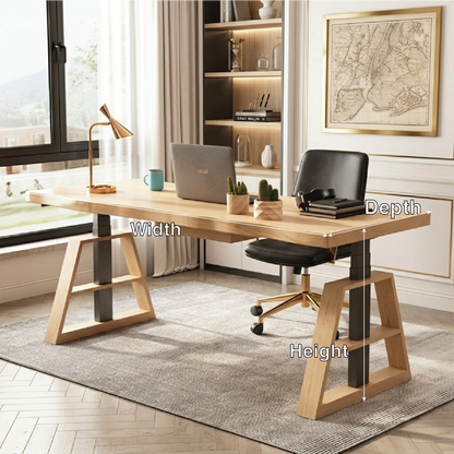 Modern Wooden Work Desk with Industrial Style Legs for Office or Home
