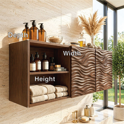 Floating Bathroom Cabinet, Modern Wall Mounted Wavy Vanity Storage Shelf Organizer