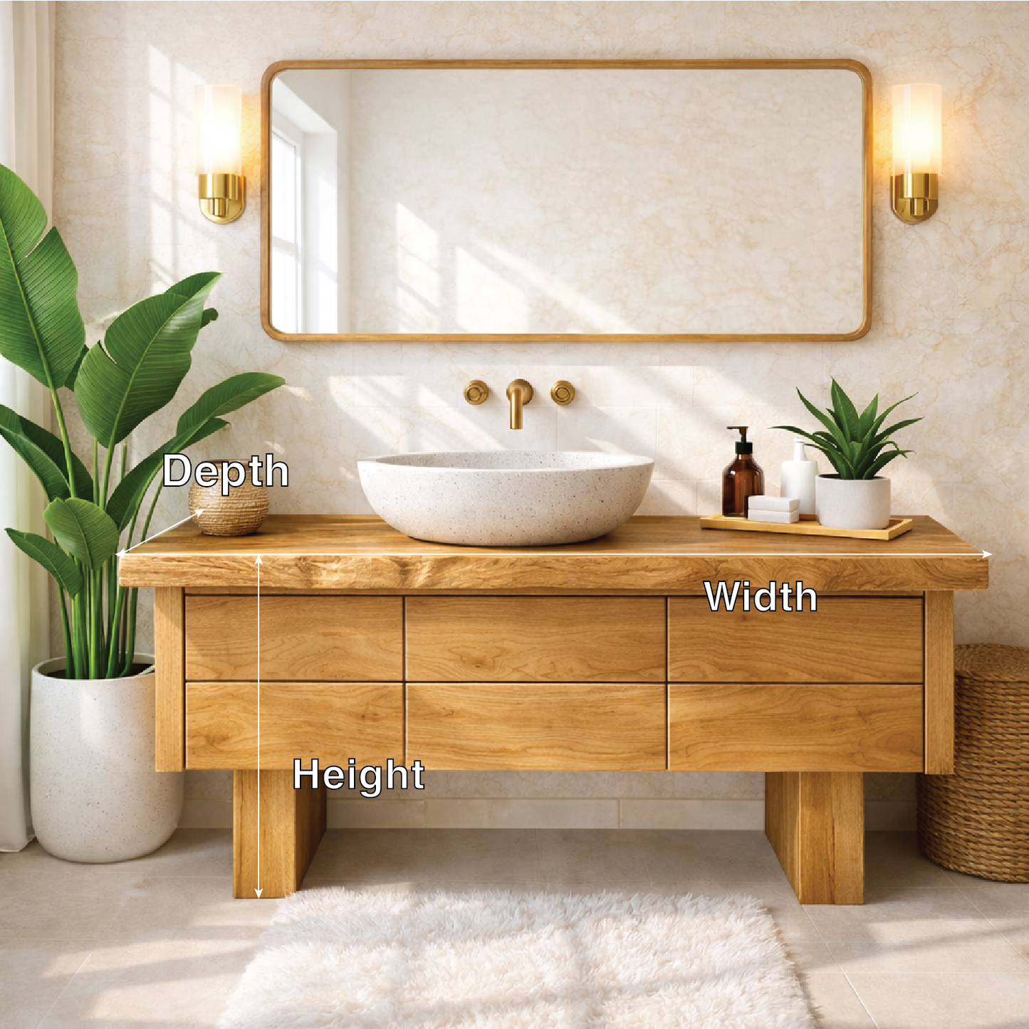 Wooden Bathroom Vanity with Modern Storage and Minimalist Design Kitchnce
