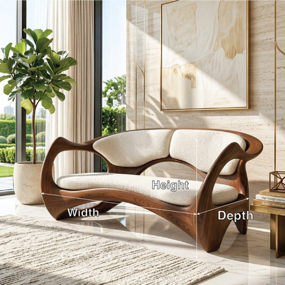 Modern Curved Frame Loveseat, Sculptural Luxury Accent Seating for Stylish Interiors