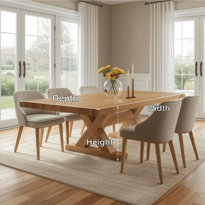 Modern Farmhouse Dining Table Rectangular X Base Kitchen Dining Room Furniture Kitchnce