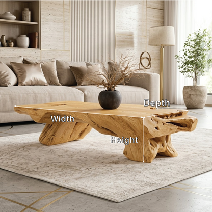 Rustic Wooden Coffee Table with Unique Organic Design