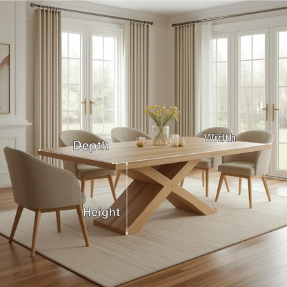 Modern Farmhouse Dining Table Rectangular X Base Kitchen Dining Room Table Kitchnce