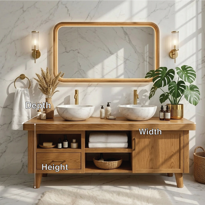 Elegant Modern Wooden Bathroom Vanity with Double Sink Design Kitchnce