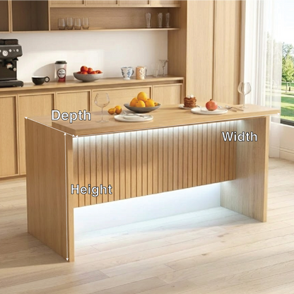 Modern Kitchen Island with LED Accent Panel, Large Prep Table, Dining Island for Home Kitchen