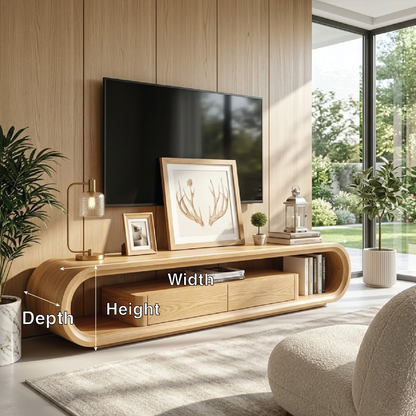 Modern Curved Entertainment Console, Sculptural TV Stand for Luxury Living Rooms