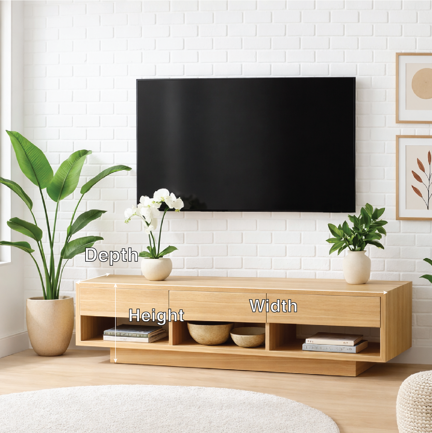 Mid Century Solid Wood TV Stand Modern Media Console Low Entertainment Center Cabinet Kitchnce