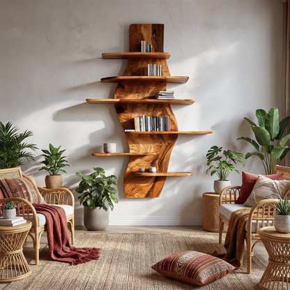 Contemporary Wooden Wall Mounted Bookshelf For Living Room Kitchnce