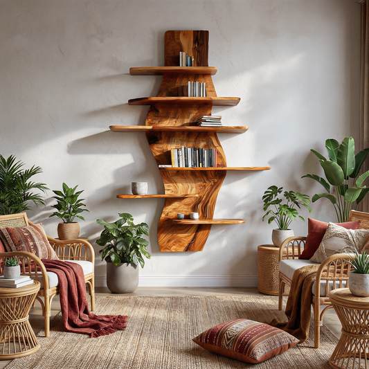 Contemporary Wooden Wall Mounted Bookshelf For Living Room Kitchnce