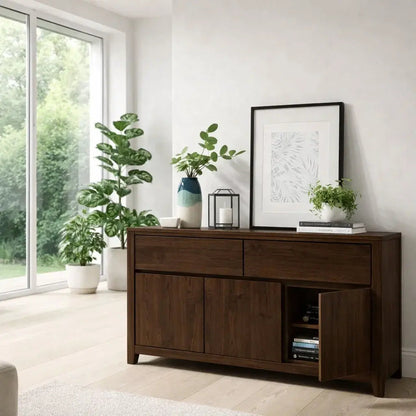 Modern Storage Console Table with Drawers & Doors Kitchnce