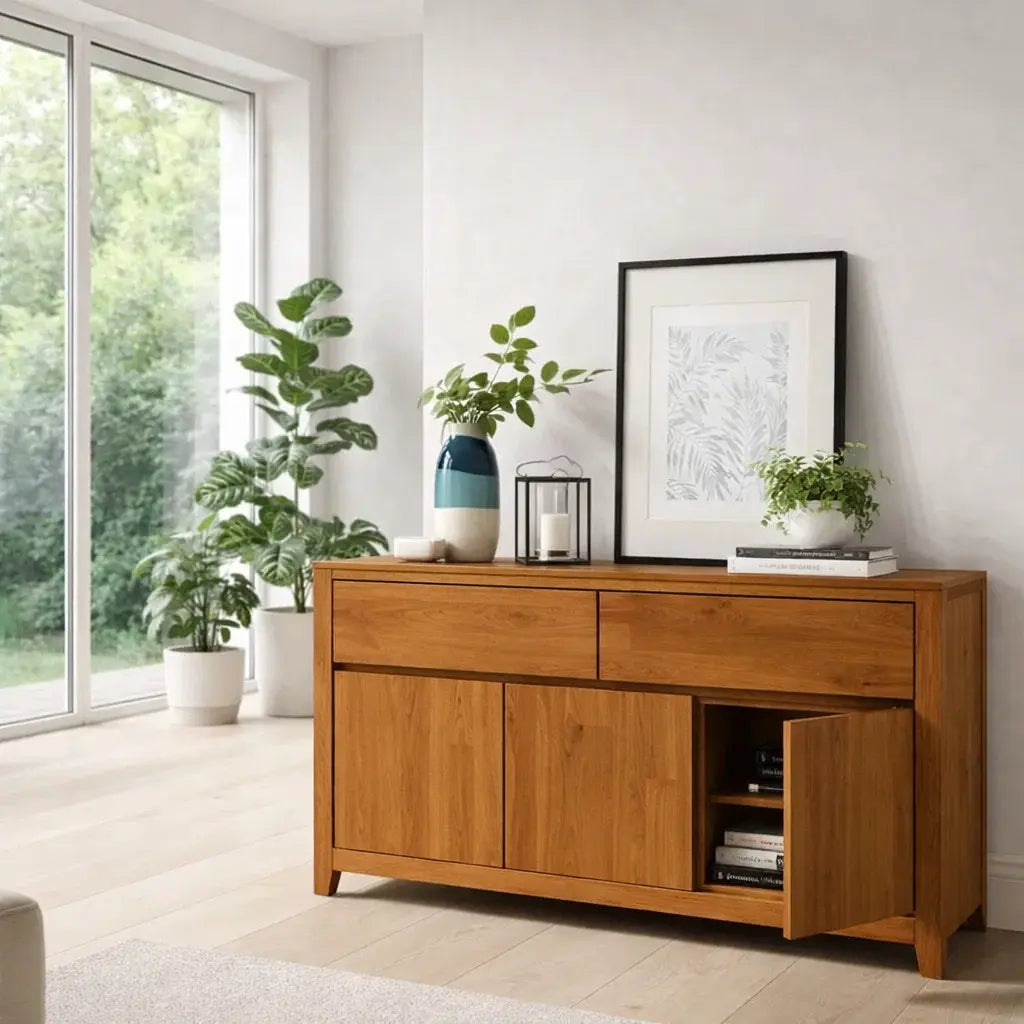 Modern Storage Console Table with Drawers & Doors Kitchnce