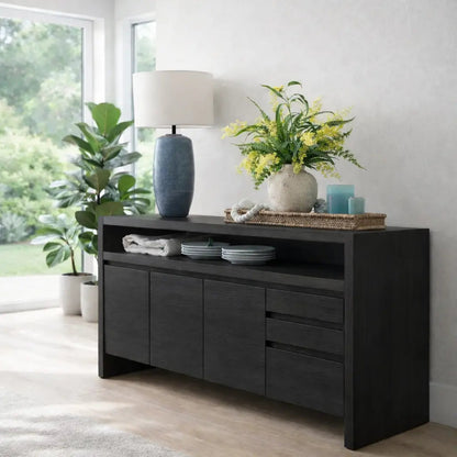 Modern Console Table with Open Shelf & Cabinet Storage Kitchnce