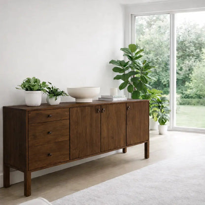 Modern Console Table with Drawers & 3 Door Storage Cabinet Kitchnce