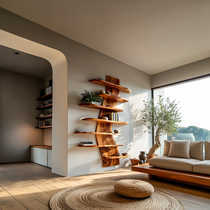 Artistic Wood Wall Bookshelf For Modern Interiors Kitchnce