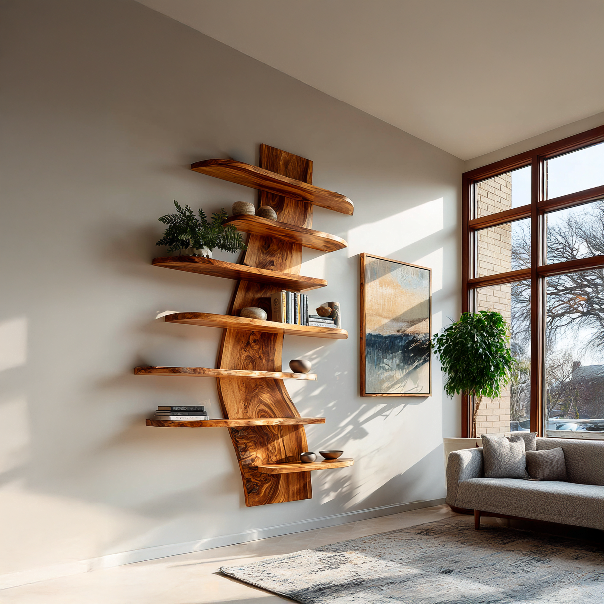 Artistic Wood Wall Bookshelf For Modern Interiors Kitchnce