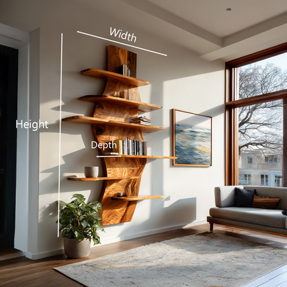 Contemporary Wooden Wall Mounted Bookshelf For Living Room Kitchnce