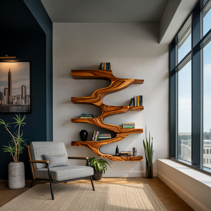 Minimalist Wood Floating Bookshelf For Living Space Kitchnce