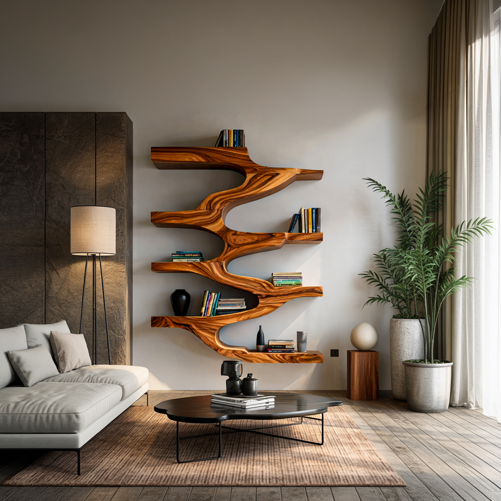 Minimalist Wood Floating Bookshelf For Living Space Kitchnce