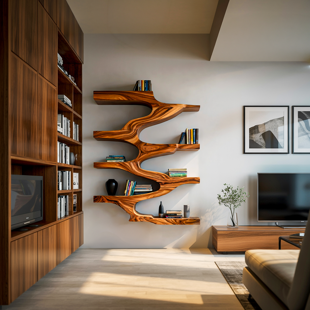 Minimalist Wood Floating Bookshelf For Living Space Kitchnce