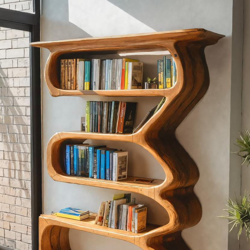 Organic Sculptural Bookshelf Curved Design For Living Room Interior Kitchnce