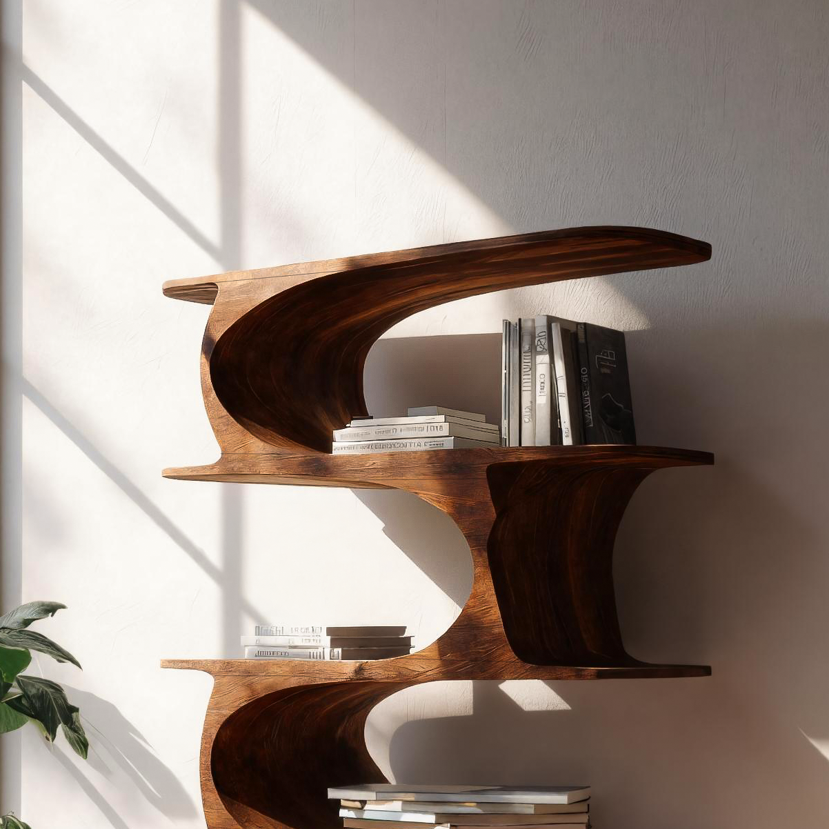 Artistic Curved Bookshelf For Living Room Accent Kitchnce