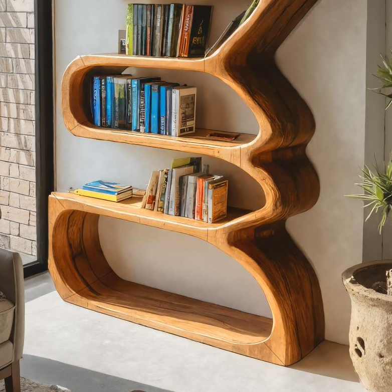 Organic Sculptural Bookshelf Curved Design For Living Room Interior Kitchnce