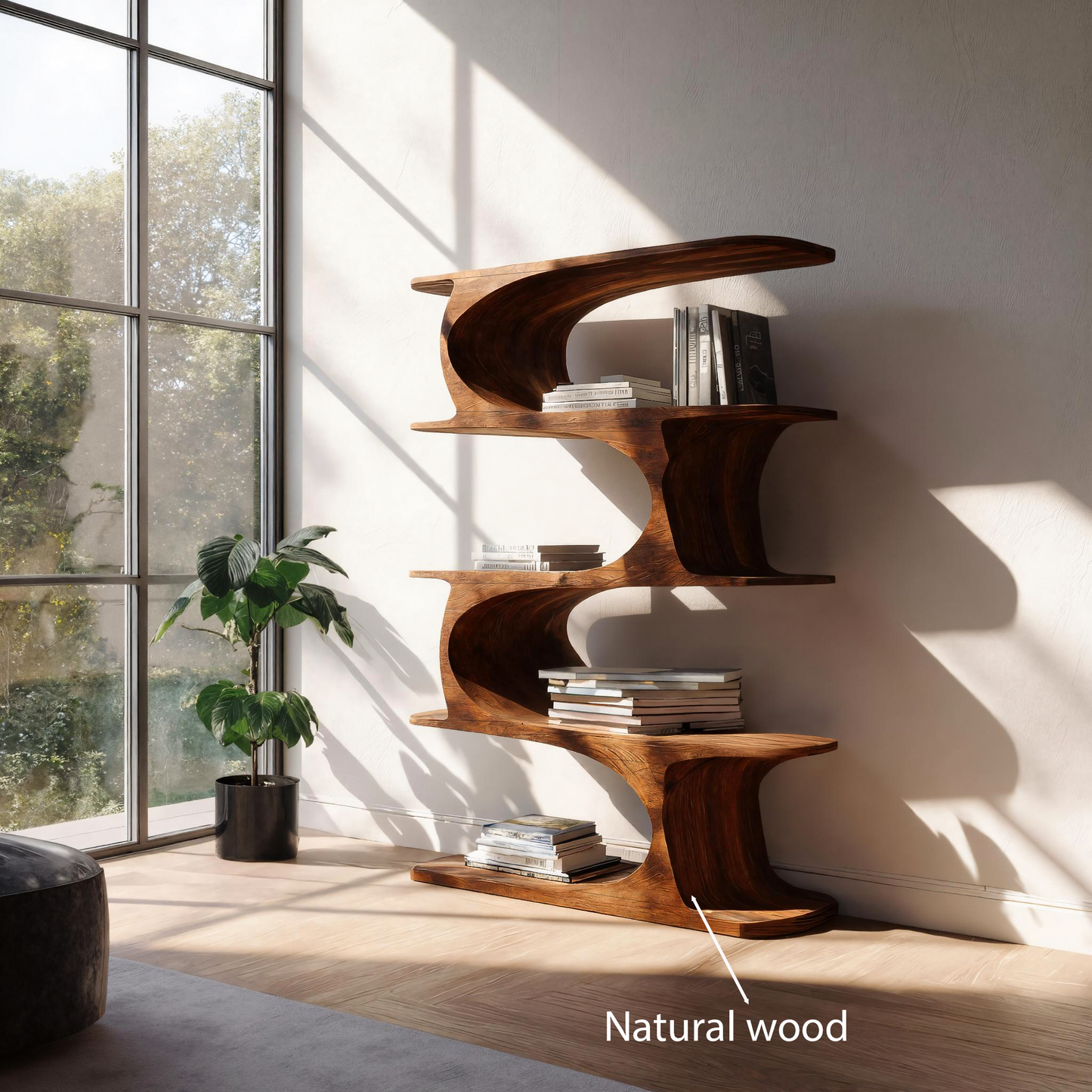 Artistic Curved Bookshelf For Living Room Accent Kitchnce