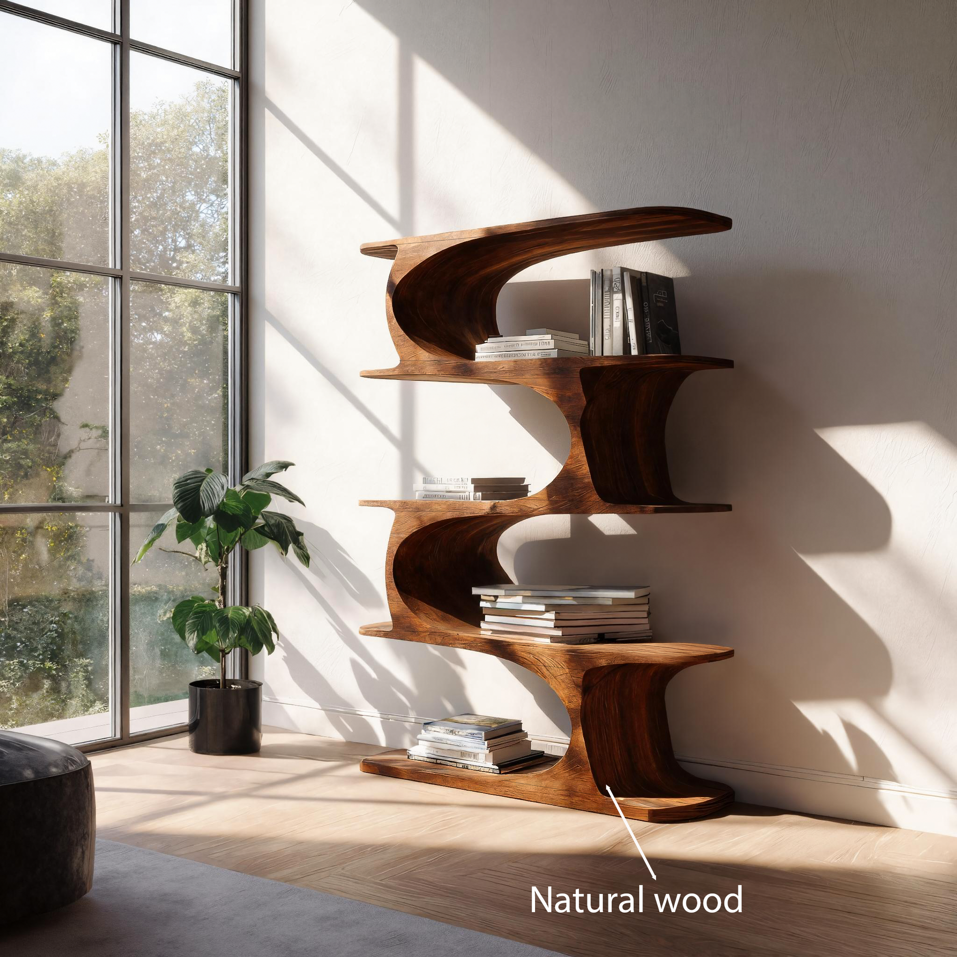 Artistic Curved Bookshelf For Living Room Accent Kitchnce