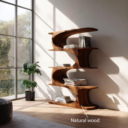 Artistic Curved Bookshelf For Living Room Accent Kitchnce