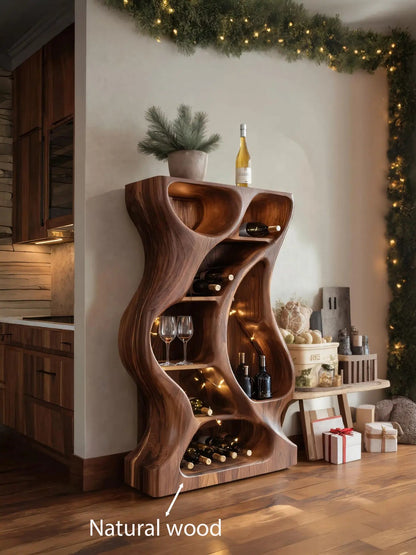 Modern Cabinet With Wave Carved Doors And Wine Storage For Kitchen Kitchnce