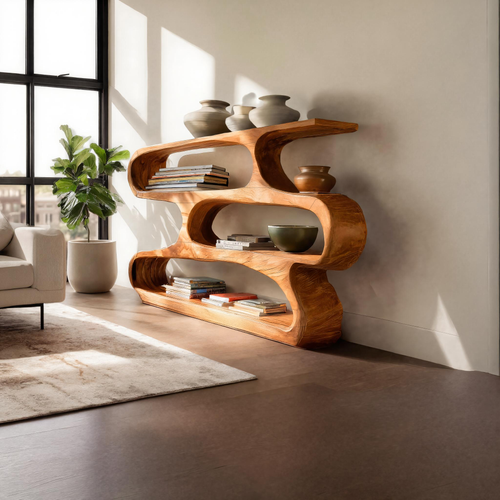 Modern Curved Bookcase For Minimalist Living Room Decor Kitchnce