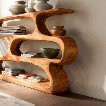 Modern Curved Bookcase For Minimalist Living Room Decor Kitchnce