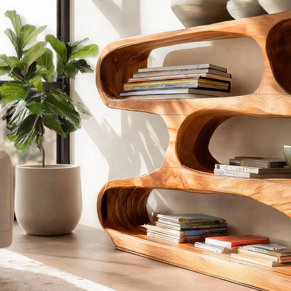 Modern Curved Bookcase For Minimalist Living Room Decor Kitchnce