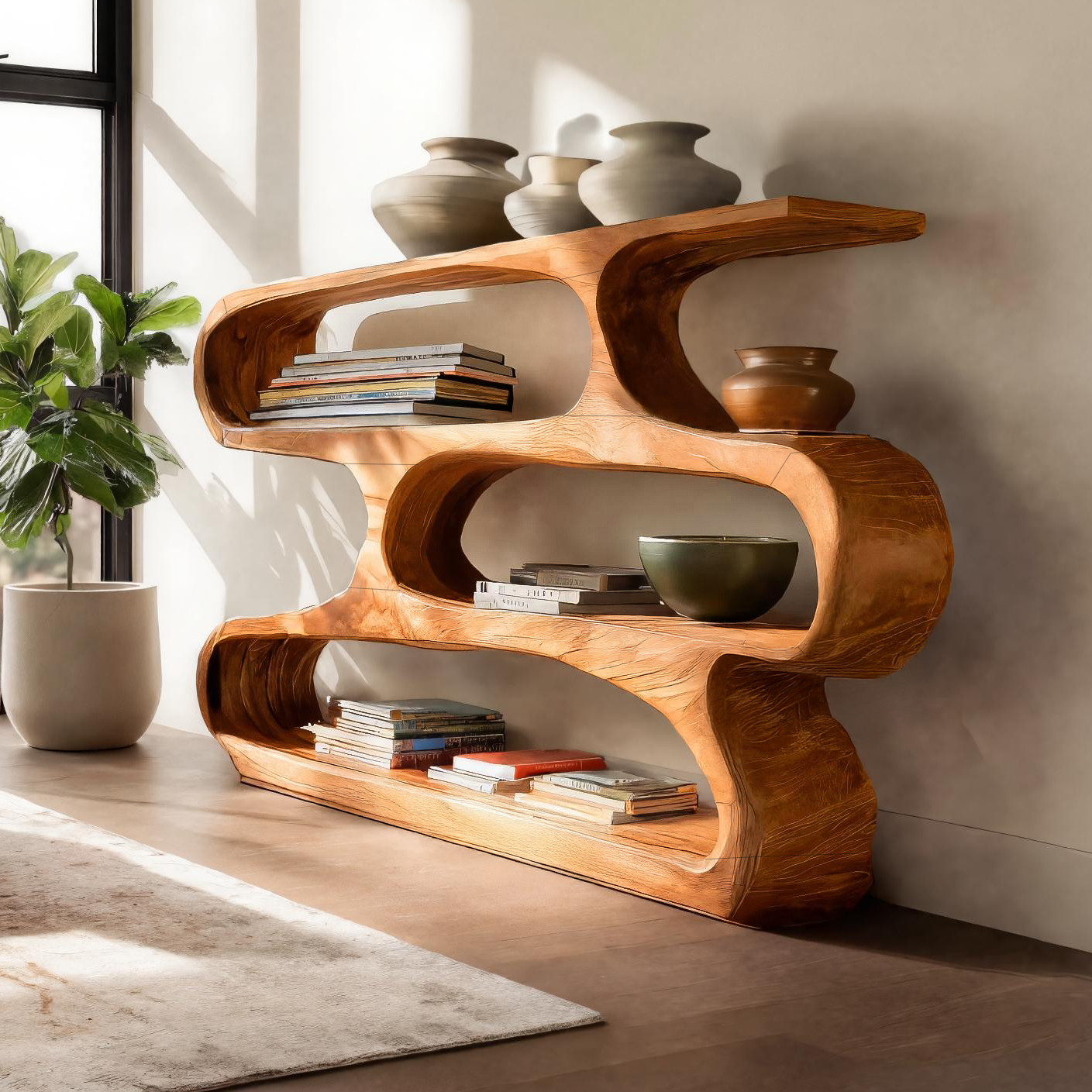 Modern Curved Bookcase For Minimalist Living Room Decor Kitchnce