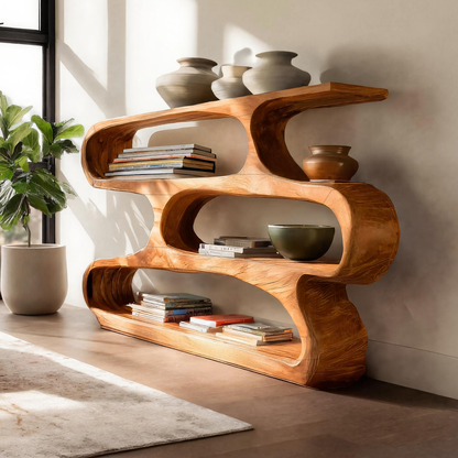 Modern Curved Bookcase For Minimalist Living Room Decor Kitchnce