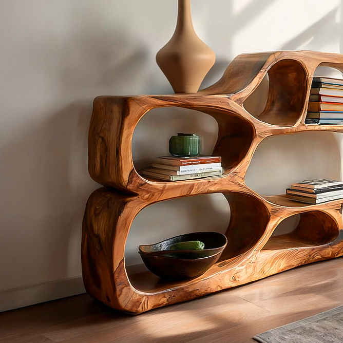 Artistic Curved Bookshelf For Living Room Styling Kitchnce
