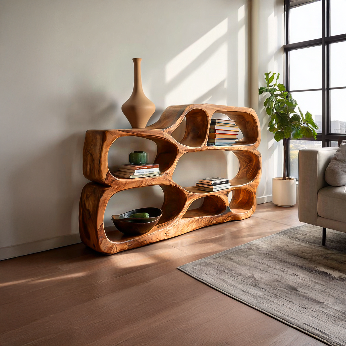 Artistic Curved Bookshelf For Living Room Styling Kitchnce