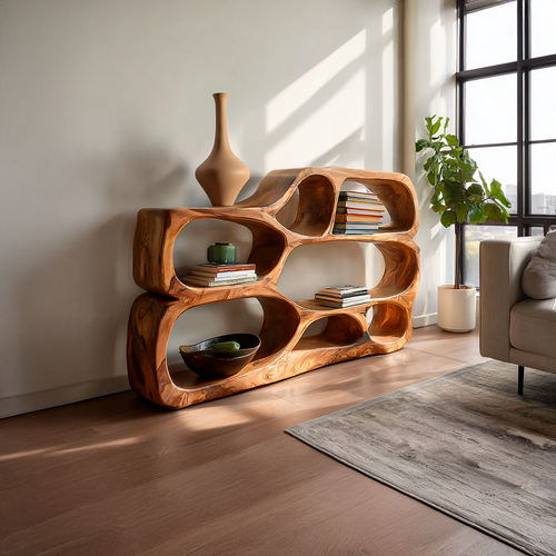 Artistic Curved Bookshelf For Living Room Styling Kitchnce