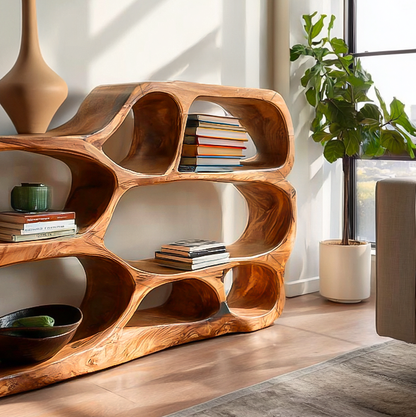 Artistic Curved Bookshelf For Living Room Styling Kitchnce
