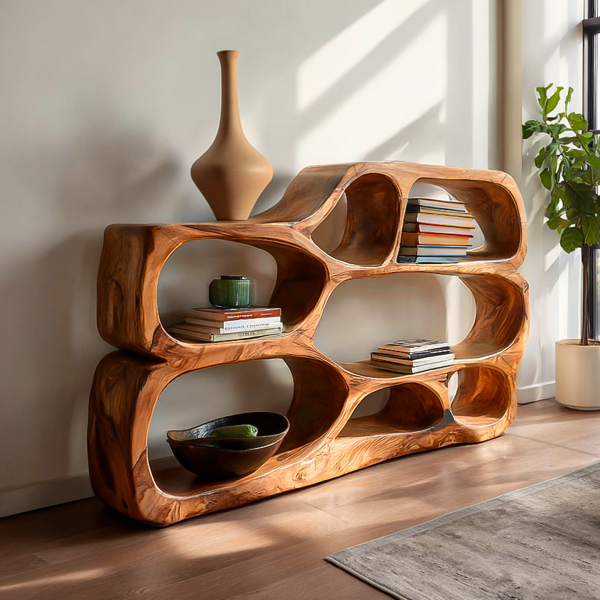 Artistic Curved Bookshelf For Living Room Styling Kitchnce