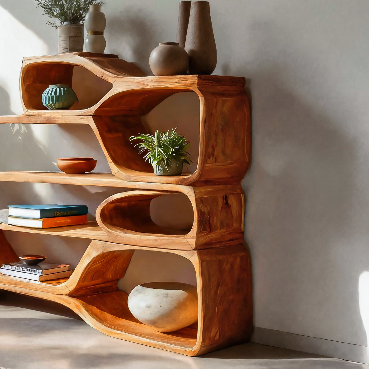 Curved Sculptural Bookshelf For Home Decor Kitchnce