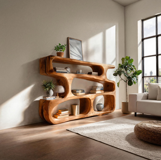 Modern Curved Bookcase Statement Piece For Living Room Kitchnce