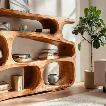 Modern Curved Bookcase Statement Piece For Living Room Kitchnce