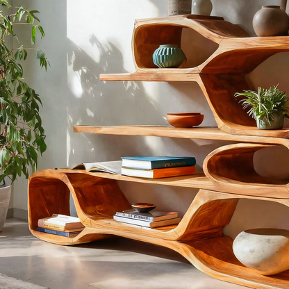 Curved Sculptural Bookshelf For Home Decor Kitchnce