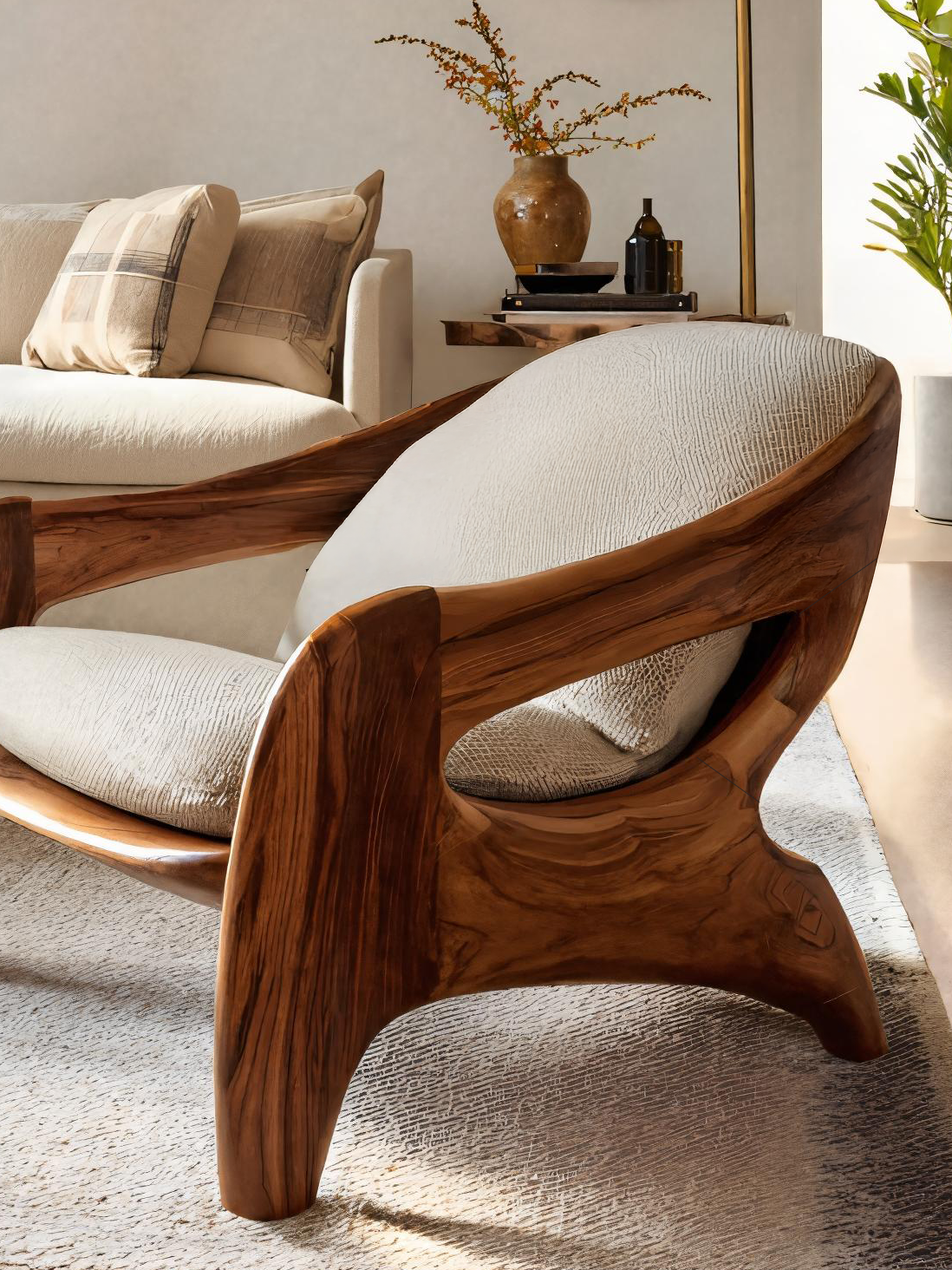 Modern Sculptural Accent Chair For Reading Corner Kitchnce